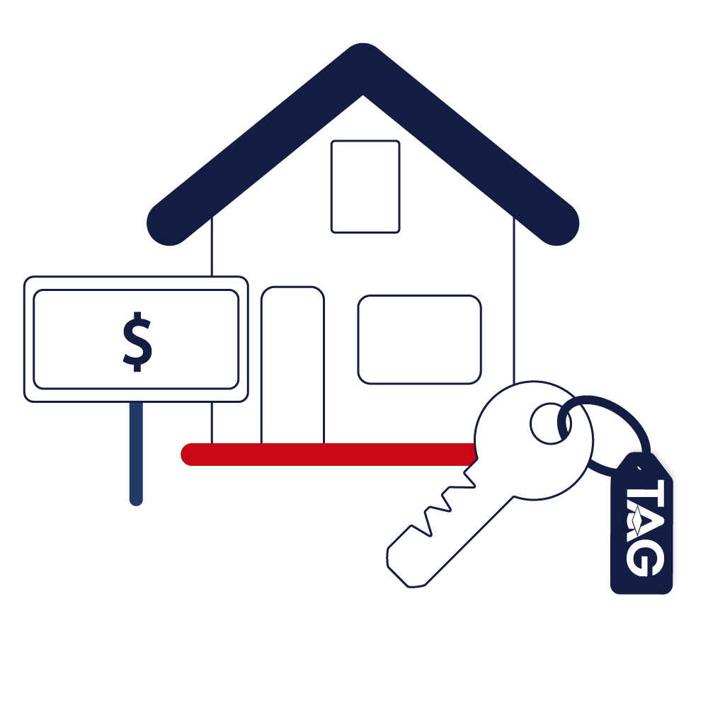 Real estate internship house and key with dollar sign on sale board icon
